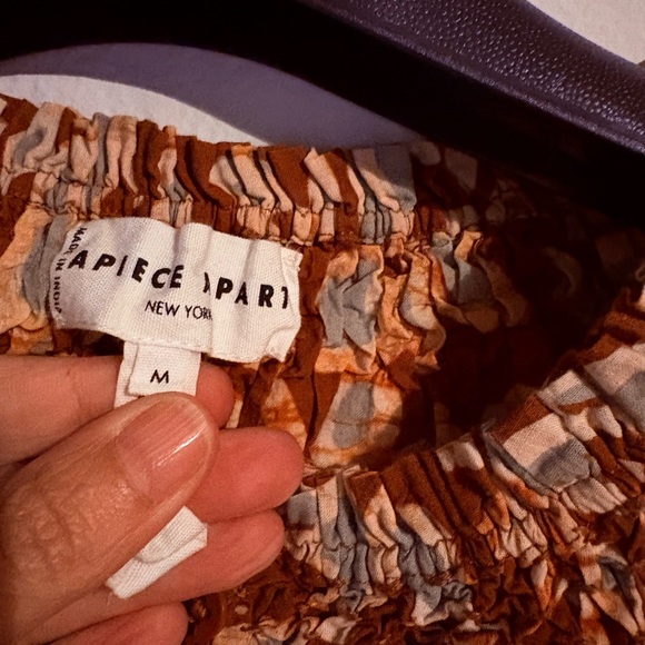 Apiece Apart Rust Floral Smocked Neck Blouse - Picture 3 of 3